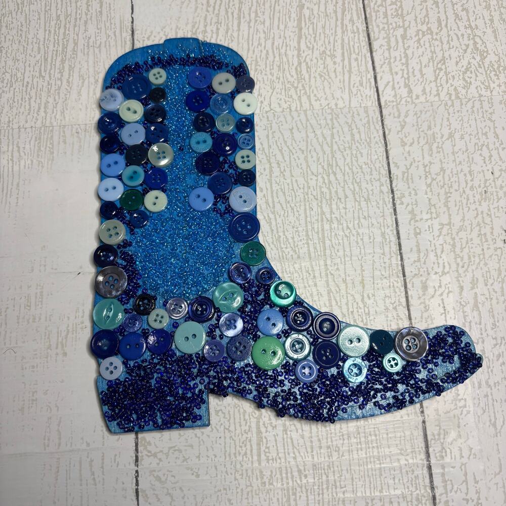 Handmade Cowboy Boot Button Art